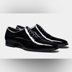 Suitsupply Black Patent Leather Tuxedo Oxford Shoes Men's Size 12